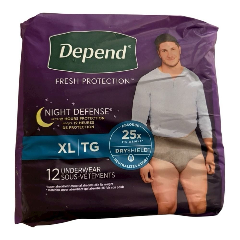 Depend Night Defense Adult Incontinence Underwear for Men 12 Count XL